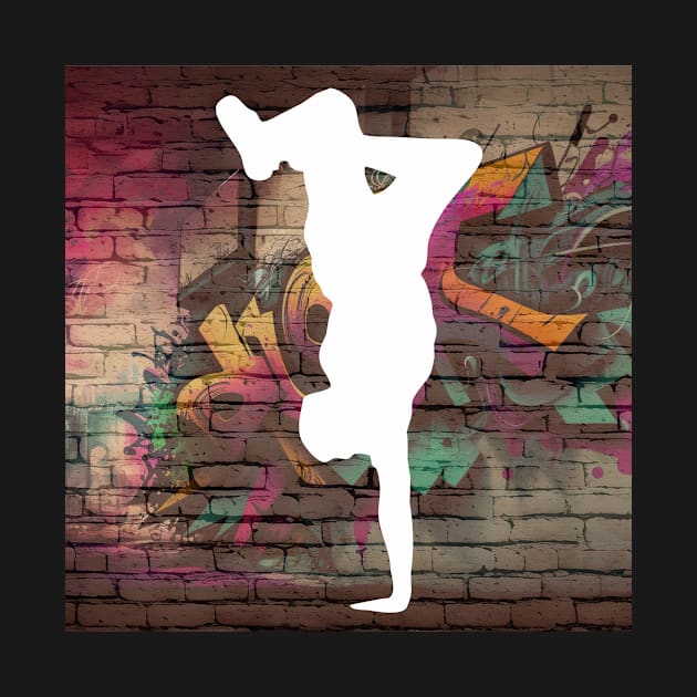 Break Dancer on Graffiti Background 1 by Jay Major Designs