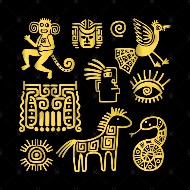 Aztec ancient animal symbol by Mako Design 