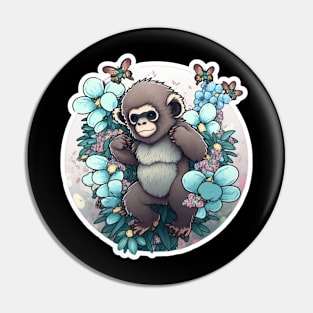 WaterColour Monkey illustration Pin