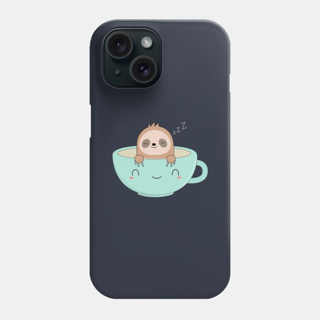 Cute Kawaii Sloth Coffee T-Shirt Phone Case by happinessinatee