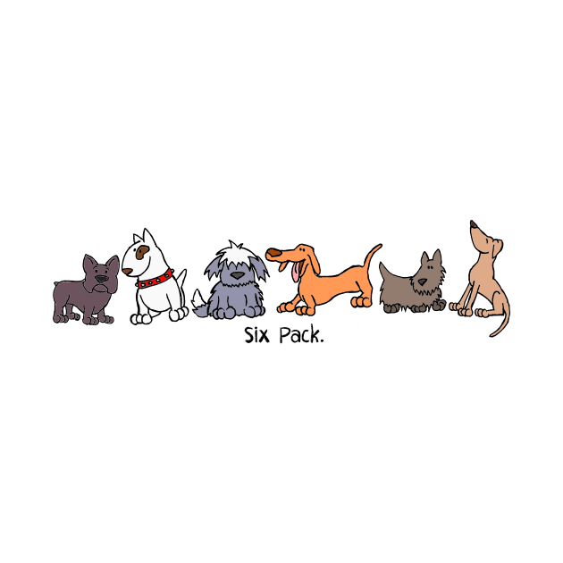 Six Pack of Dogs Cartoon Dog by MoPaws