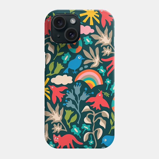 LAND OF PLENTY Cute Outdoors Nature Animals with Birds Cats Snakes Flowers Weather - UnBlink Studio by Jackie Tahara Phone Case by UnBlink Studio by Jackie Tahara