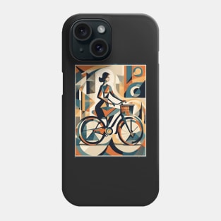 A Woman and a Bicycle 001 - Cubo-Futurism Style Phone Case