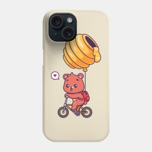 Cute Bear Riding Bicycle With Honeycomb Balloon Cartoon Phone Case