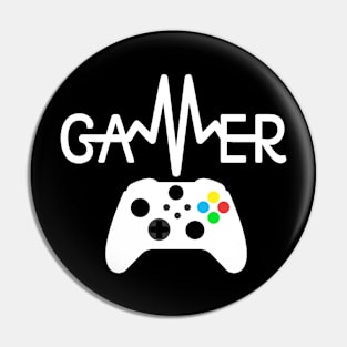 Gamer Heartbeat Xbox White Pin