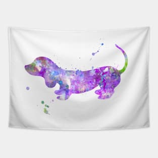 Purple Dachshund Watercolor Painting Tapestry