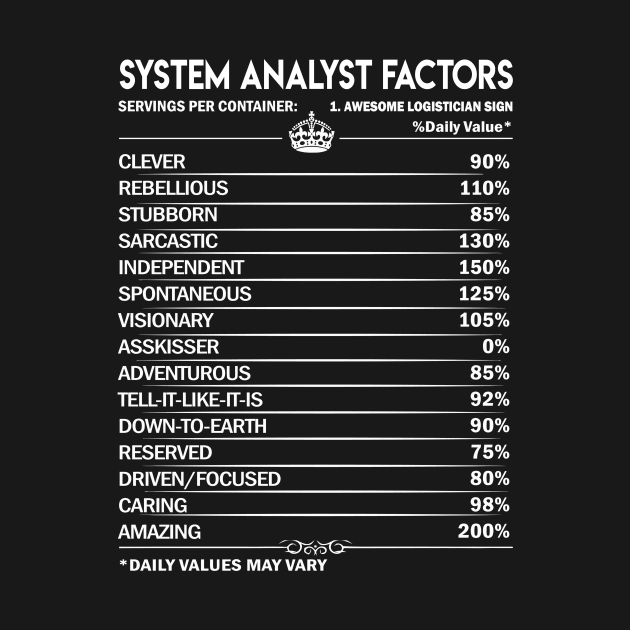 System Analyst T Shirt - System Analyst Factors Daily Gift Item Tee by Jolly358