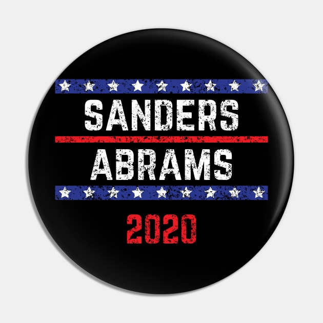 Bernie Sanders 2020 and Stacy Abrams on the One Ticket Vintage Distressed Pin by YourGoods