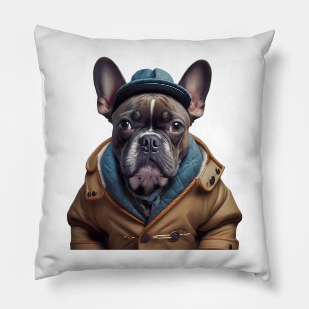 French Bulldog Harlem Style Pillow by Unboxed Mind of J.A.Y LLC 