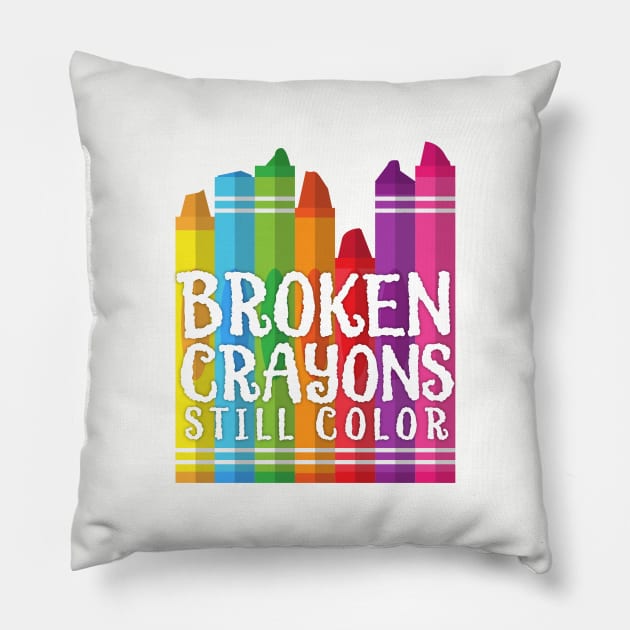 Broken Crayons Still Color Pillow by DesIndie