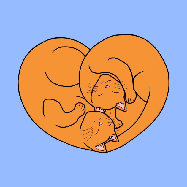 Cute Ginger Orange Cat Heart by Art by Deborah Camp