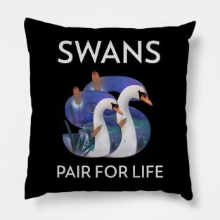 Swans Pair for Life Animal Facts Pillow