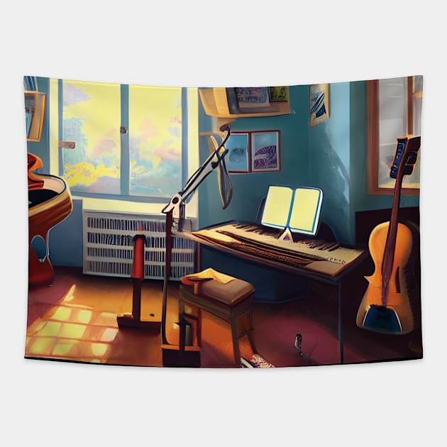 Music Dream Life of A Composer As a Musician Classic Guitarist Pianist Tapestry by DaysuCollege