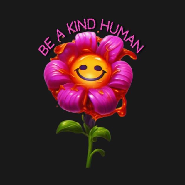 Be a Kind Human Design #6 Pink Flower by Bite Back Sticker Co.