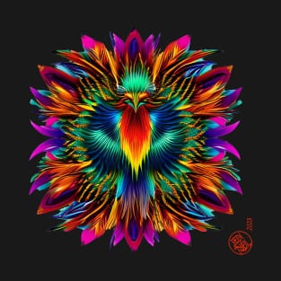 Fire Phoenix - Flower Design T-Shirt