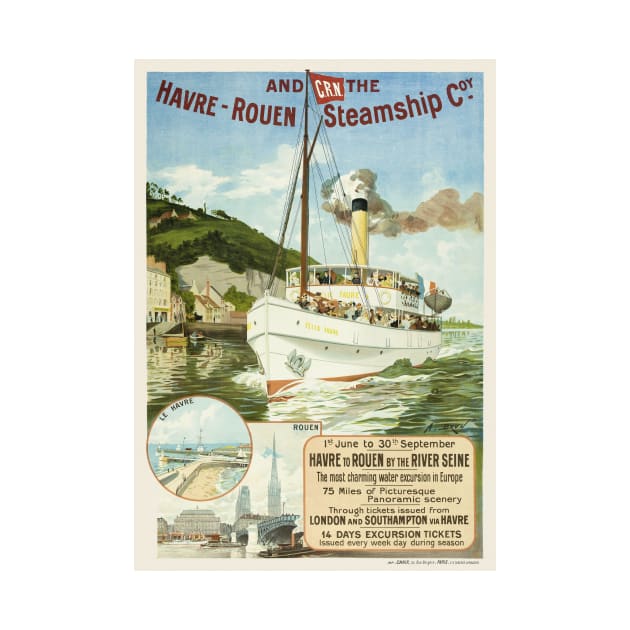 Havre-Rouen Steamship Coy. Vintage Poster 1895 by vintagetreasure