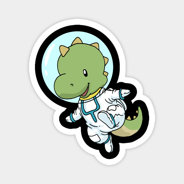 Space Dinosaur Funny Dinosaur Gift Magnet by CatRobot