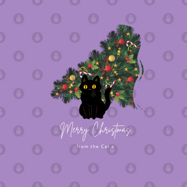 Merry Christmas From The Cat - Purple Christmas Aesthetic by applebubble