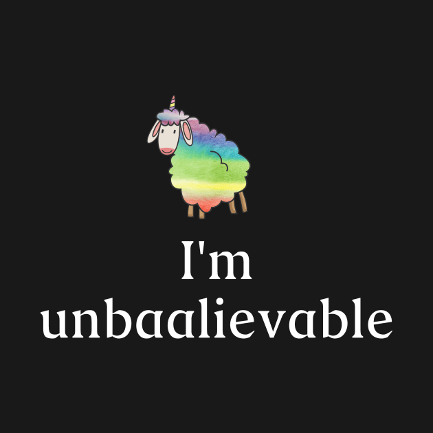 Incredible rainbow unicorn sheep. What does the sheep say? Baa! Shirt and accessory gift idea by Qwerdenker Music Merch