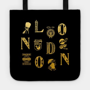 London Alphabets - Vintage Gold Tote