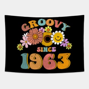 Groovy Since 1963 60 years old Vintage Retro 60th Birthday Tapestry