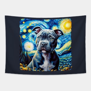 Starry Staffordshire Bull Terrier Portrait - Dog Portrait Tapestry