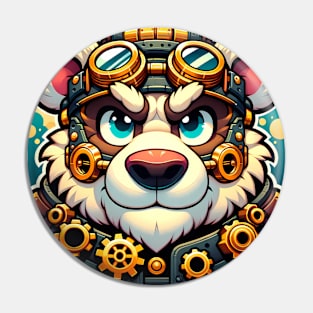 Steampunk Anthro Furry Bear Art Pin