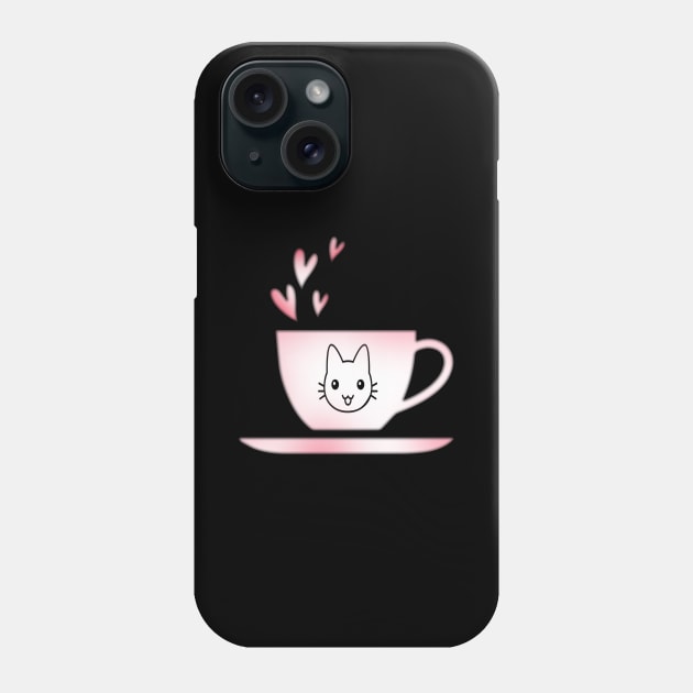 Awesome Funny coffee cup, coffee lovers gift, coffee gift, coffee cozy, birthday, cafeteria’s stickers, fashion Design, restaurants and laptop stickers, lovely coffee cup with Kitty cat inside Phone Case by PowerD