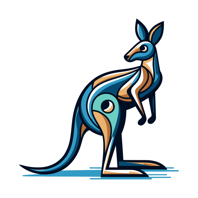 Pop art kangaroo illustration. cubism illustration of a kangaroo by gblackid