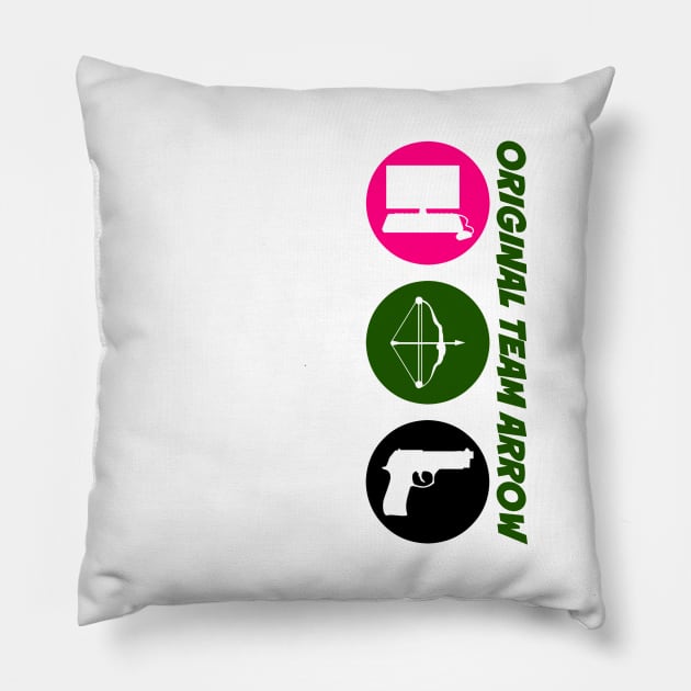 Original Team Arrow - Colorful Symbols - Weapons - Vertical Version Pillow by FangirlFuel