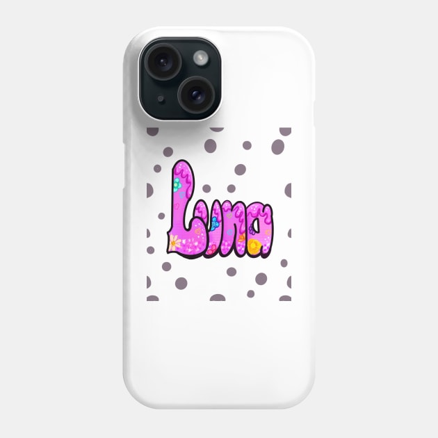 Luna - Flowers and dots Name Luna Phone Case by Artonmytee