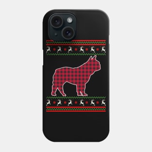 French Bulldog Red Plaid Ugly Christmas Sweater Style Phone Case