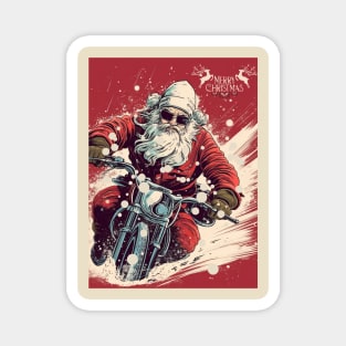 Santa Celebrate Christmas With Motorcycle Magnet