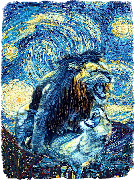 Mafia Lion Van Gogh Style Kids T-Shirt by todos