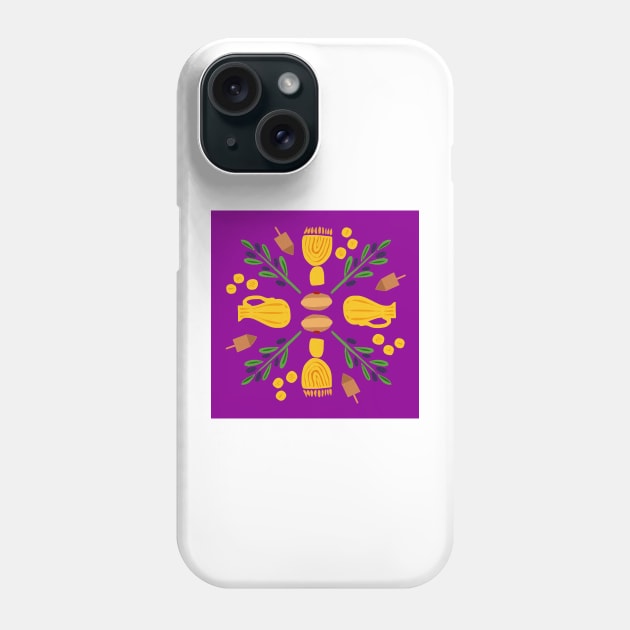 Chanukah Roundel in Purple Phone Case by TillaCrowne