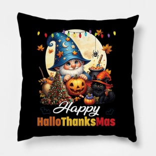 Gnomes Lover Halloween Merry Christmas Happy Hallothanksmas Pillow