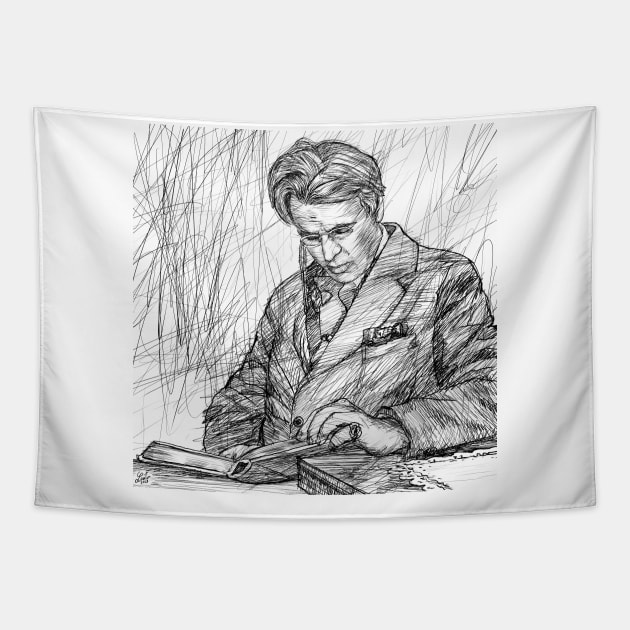 W. B. YEATS - ink portrait .2 Tapestry by lautir