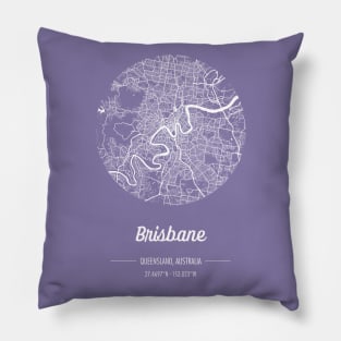 City map in purple: Brisbane, Queensland, Australia with retro vintage flair Pillow