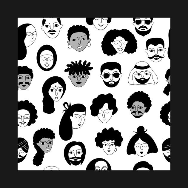 Seamless pattern with man and woman faces by Savvalinka