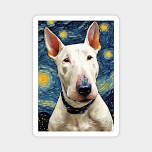 Bull Terrier Dog Breed Painting in a Van Gogh Starry Night Art Style Magnet