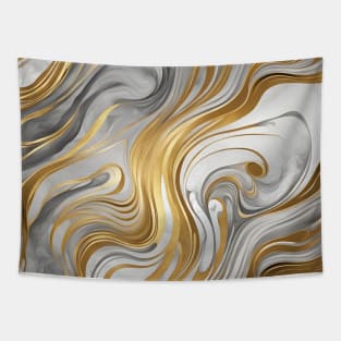 Gold and Silver Abstract Swirls Tapestry