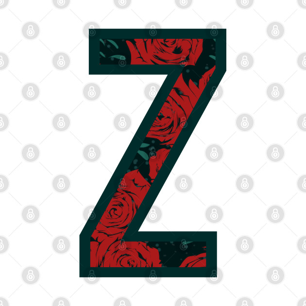 Modern Rose Floral Initial Name Alphabet - Letter Z by BroxArtworx