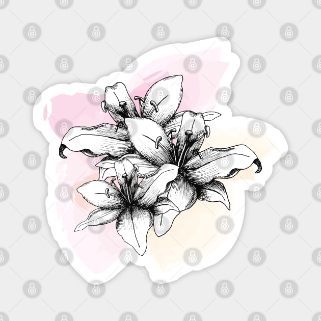 Vintage Lilies Magnet by tatadonets