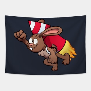 Rabbit With Firework Jetpack Tapestry