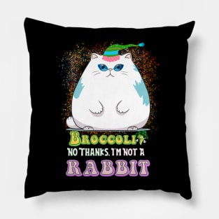 The Sophisticated Feline: Broccoli Connoisseur Pillow