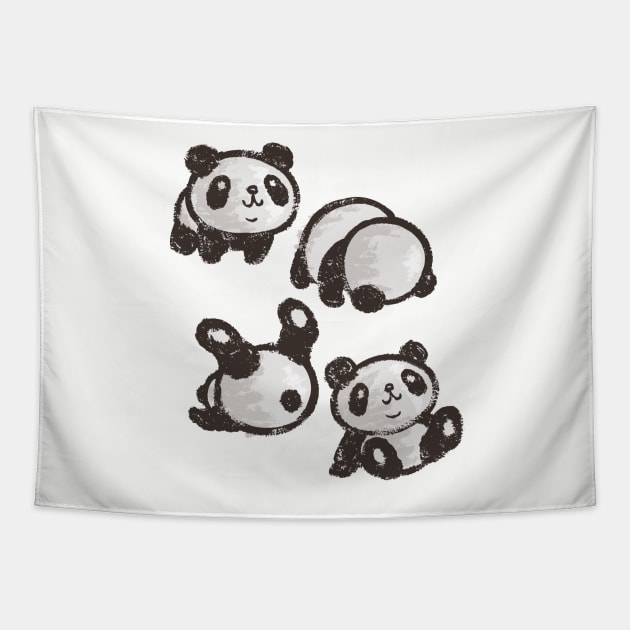 Rolling panda Tapestry by sanogawa