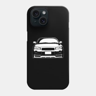 White Skyline GTR R34 Sketch Art Phone Case