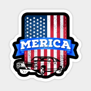 Merica, American map and Flag, 4th of July, happy independence day God Bless America Magnet