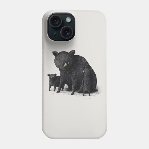 Black Bear Family Phone Case by Sophie Corrigan