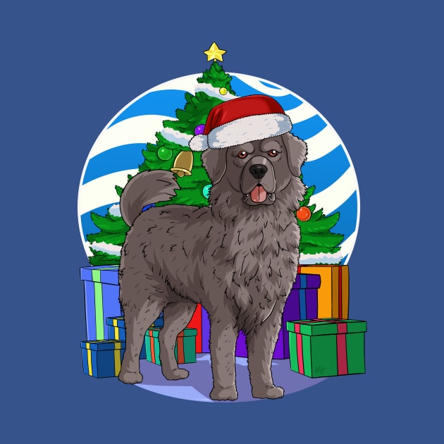 Newfoundland Dog Cute Santa Christmas Gift by Noseking